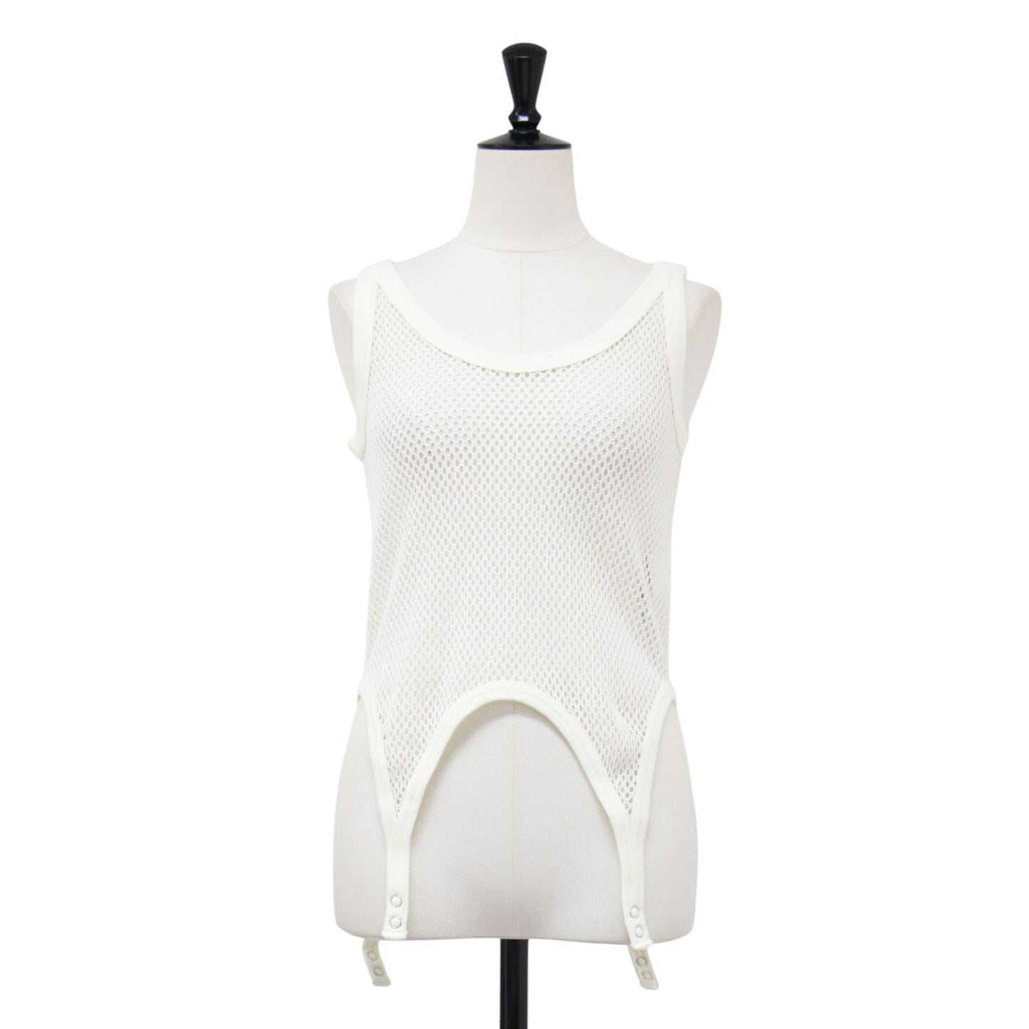 25春夏 コットン ポリエステル メッシュ タンクトップ / COTTON POLYESTER MESH TANK TOP カットソー Uネック ノースリーブ