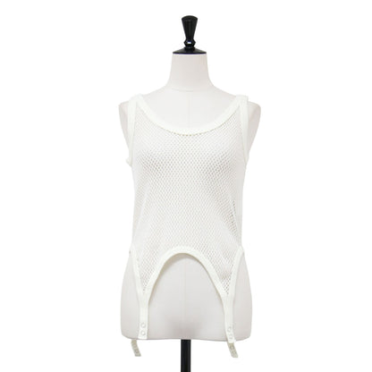 25春夏 コットン ポリエステル メッシュ タンクトップ / COTTON POLYESTER MESH TANK TOP カットソー Uネック ノースリーブ