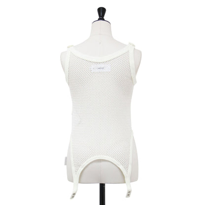 25春夏 コットン ポリエステル メッシュ タンクトップ / COTTON POLYESTER MESH TANK TOP カットソー Uネック ノースリーブ