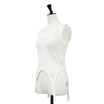 25春夏 コットン ポリエステル メッシュ タンクトップ / COTTON POLYESTER MESH TANK TOP カットソー Uネック ノースリーブ