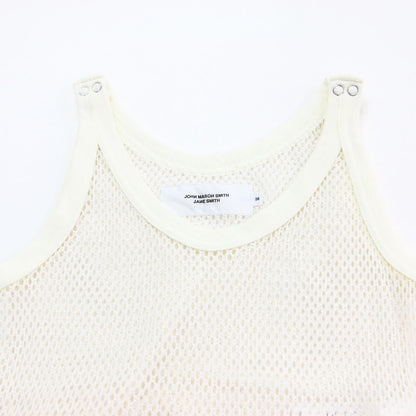 25春夏 コットン ポリエステル メッシュ タンクトップ / COTTON POLYESTER MESH TANK TOP カットソー Uネック ノースリーブ
