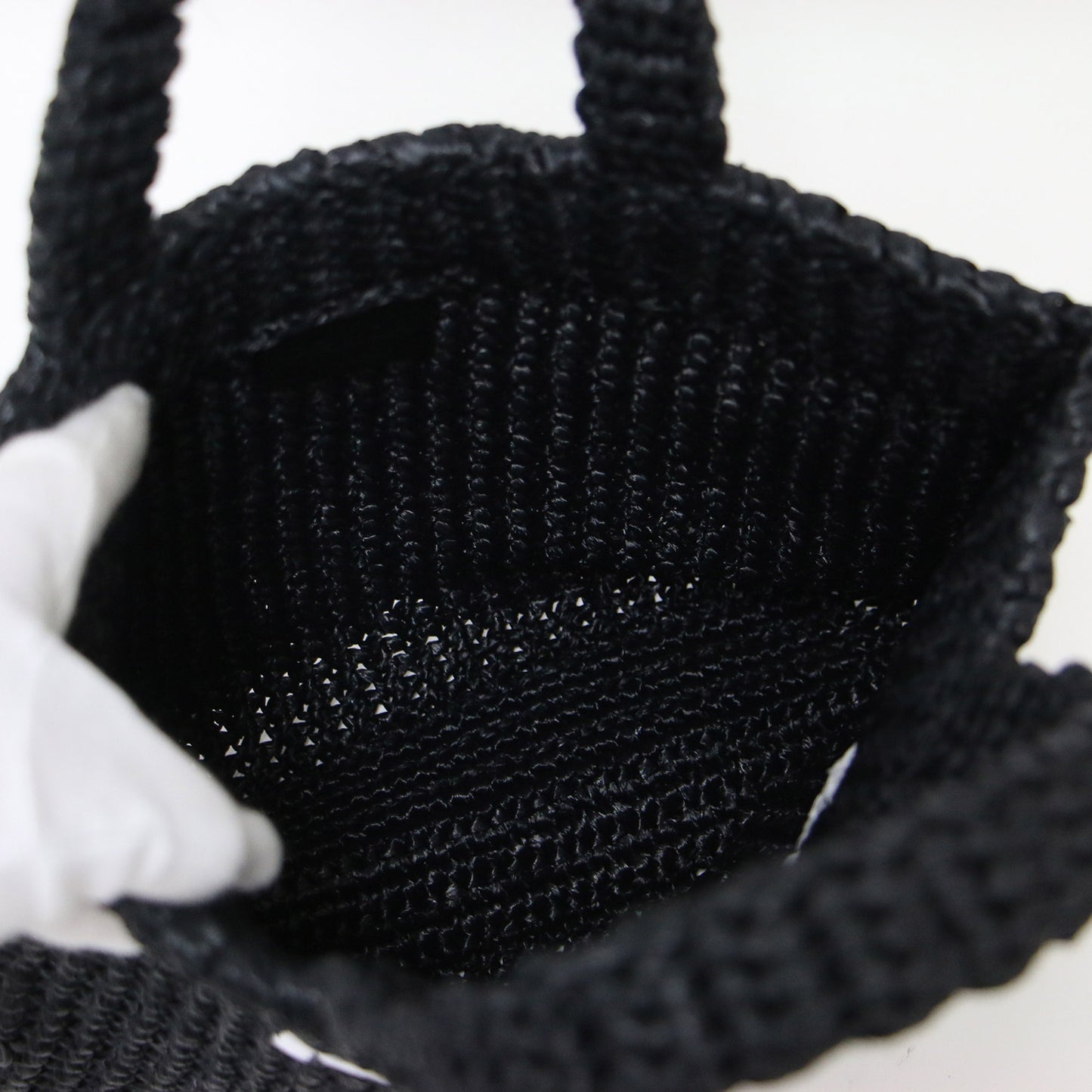 スモール クロシェ トートバッグ / 1BG422 ハンドバッグ レタリングロゴ 刺繍 トライアングルロゴ