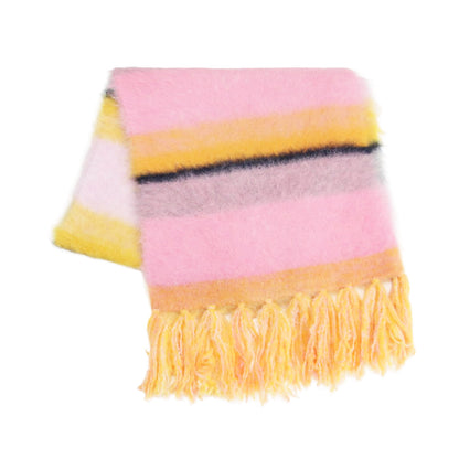 24秋冬 ディップダイ ボーダー ストール	/ マフラー ニット フリンジ アルパカ