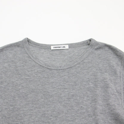 23秋冬 テレコ ロングスリーブ プルオーバー / カットソー Tシャツ 長袖 クルーネック リブ