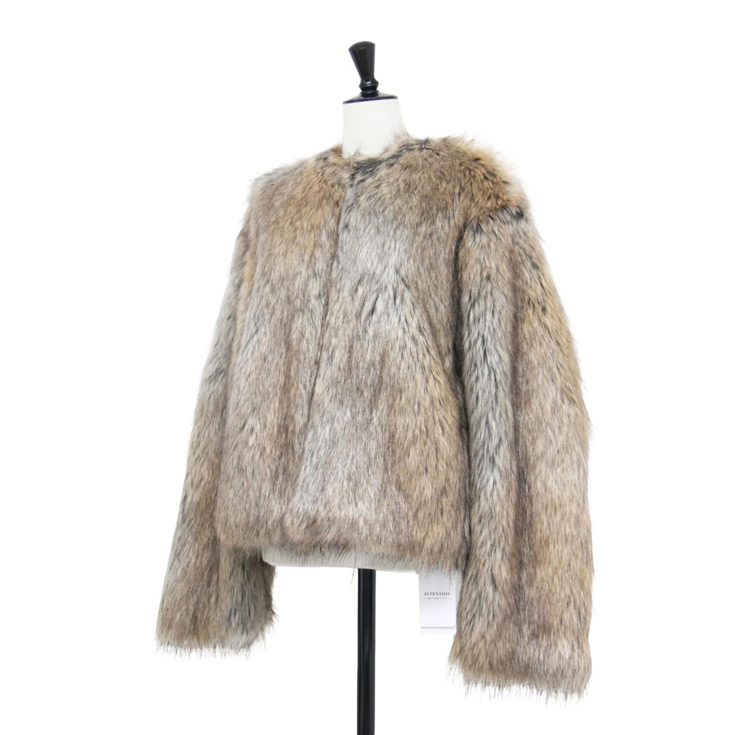 25秋冬 フェイクファー ジャケット / Jane ショート丈 ノーカラー クルーネック