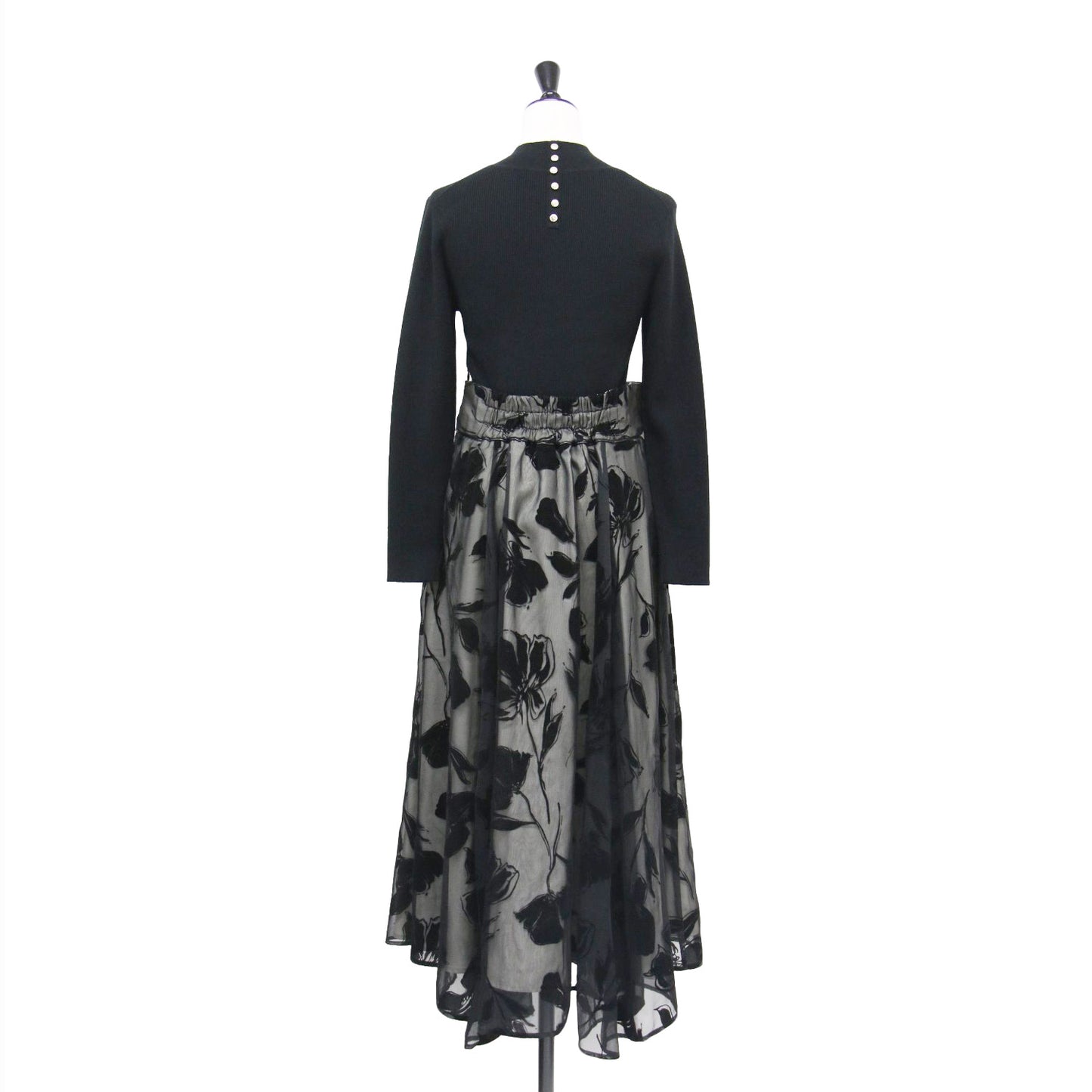 20秋冬 リリー フロッキー ドッキング ワンピース / ロング ハイネック 長袖 コンビ 花柄 プリント