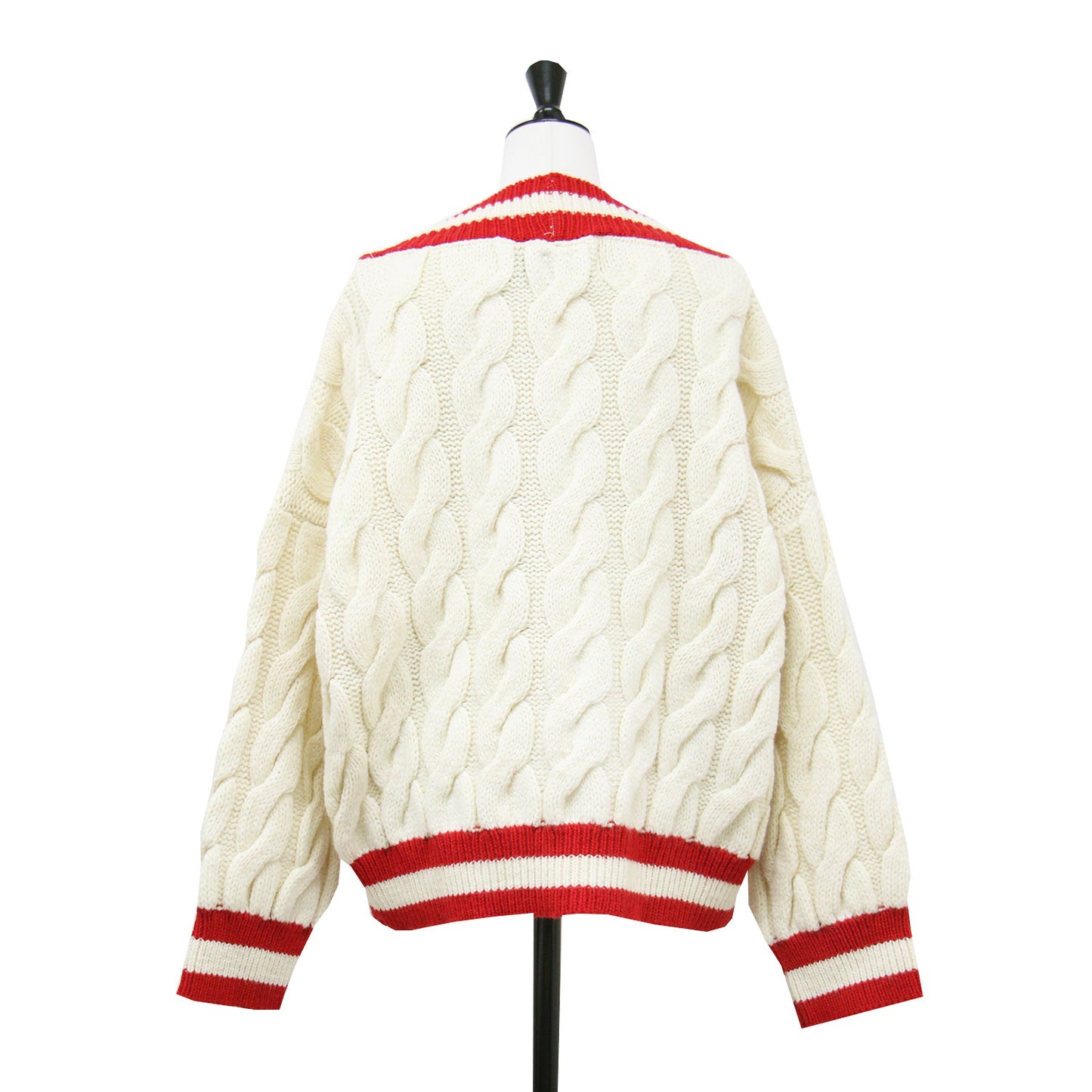 23秋冬 チルデン Vネック カーディガン / Big Cable Vee Cardigan ニット ショート丈 長袖 ケーブル ウール
