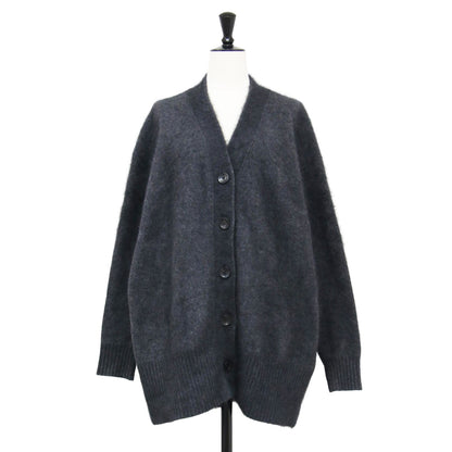 21秋冬 ファーニット ワイド Vネック カーディガン / ロング 長袖 オーバーサイズ ウール