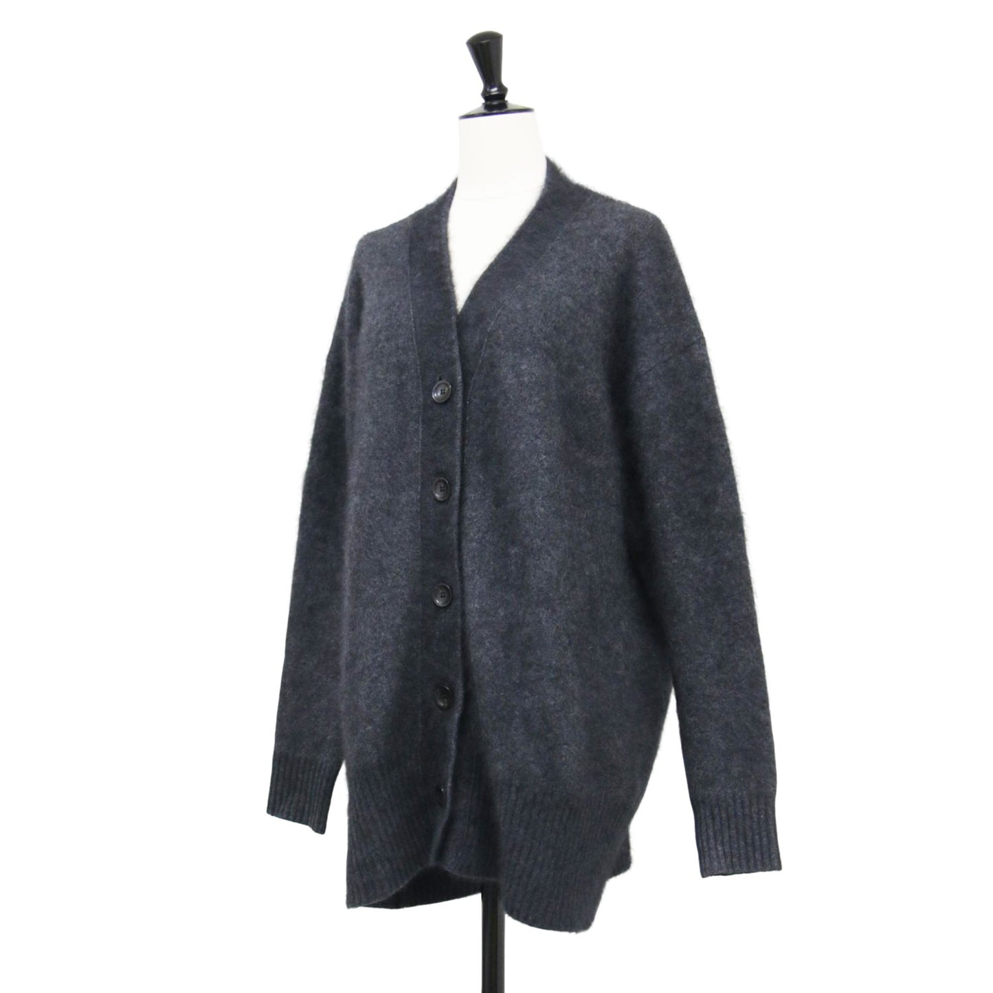 21秋冬 ファーニット ワイド Vネック カーディガン / ロング 長袖 オーバーサイズ ウール