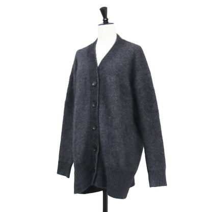 21秋冬 ファーニット ワイド Vネック カーディガン / ロング 長袖 オーバーサイズ ウール