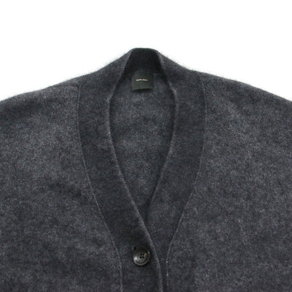 21秋冬 ファーニット ワイド Vネック カーディガン / ロング 長袖 オーバーサイズ ウール