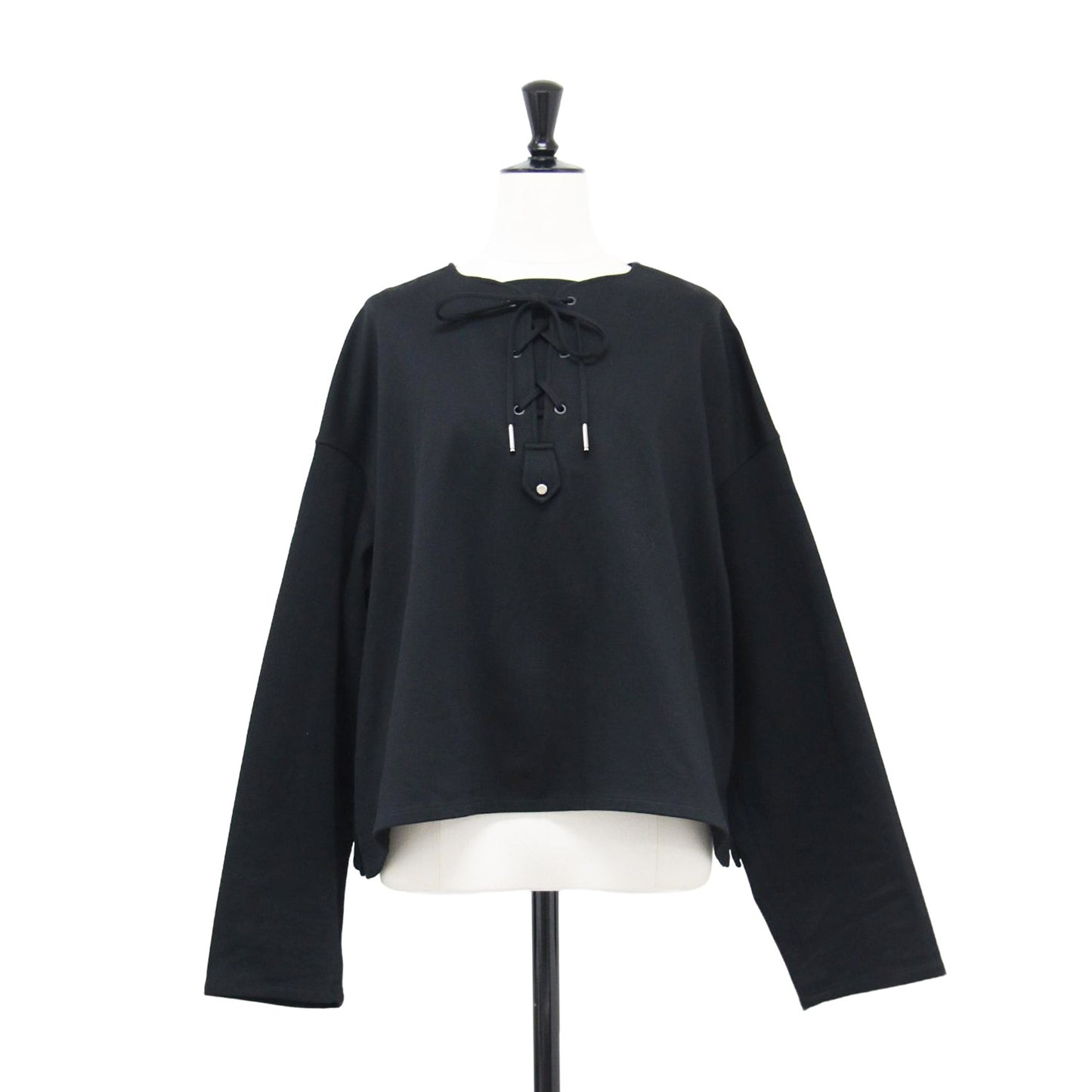 × Edition 23春夏 レースアップ ブラウス / MARIN BLOUSE プルオーバー ショート丈 長袖 コットン