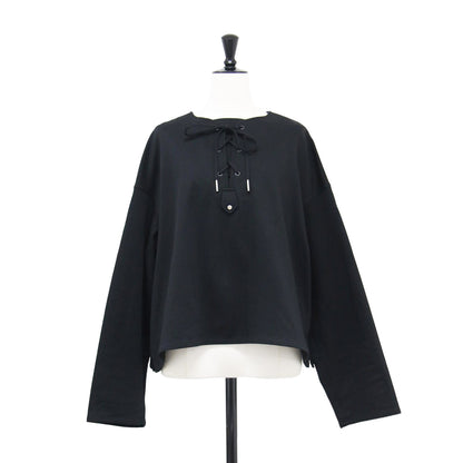 × Edition 23春夏 レースアップ ブラウス / MARIN BLOUSE プルオーバー ショート丈 長袖 コットン
