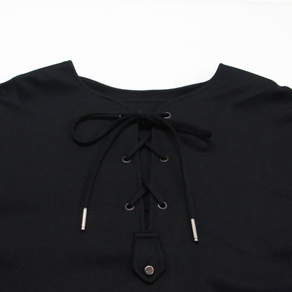 × Edition 23春夏 レースアップ ブラウス / MARIN BLOUSE プルオーバー ショート丈 長袖 コットン