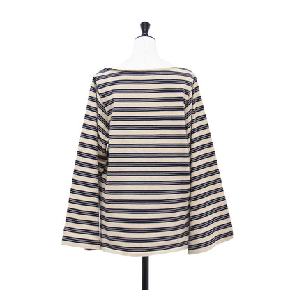 25秋冬 ワイド スリーブ ボーダー Tシャツ / wide sleeve Tシャツ 長袖 ボートネック コットン