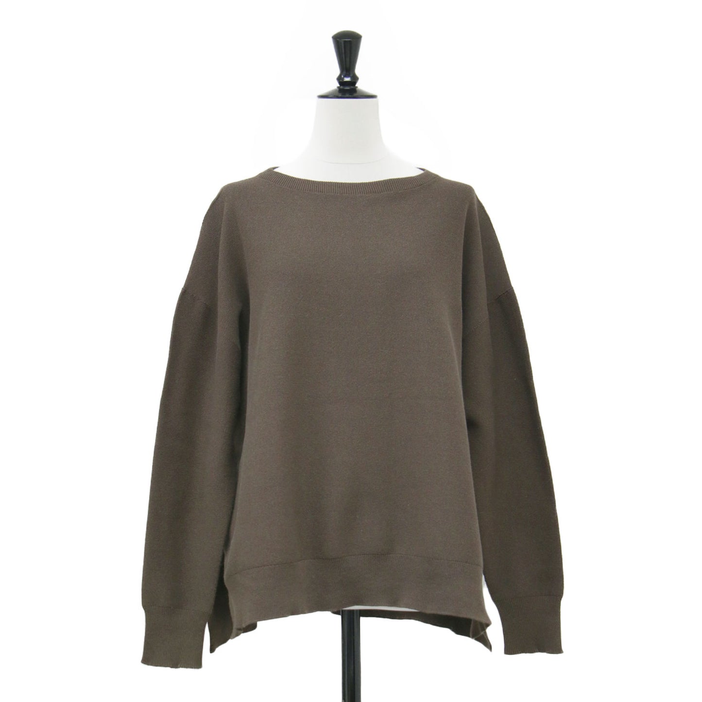 20秋冬 ボートネック ワイド ニット / プルオーバー 長袖 コットン