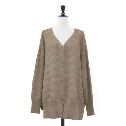 22春夏 カノコ 2WAY バック開き カーディガン / ニット 長袖 Vネック ボートネック 透かし編み