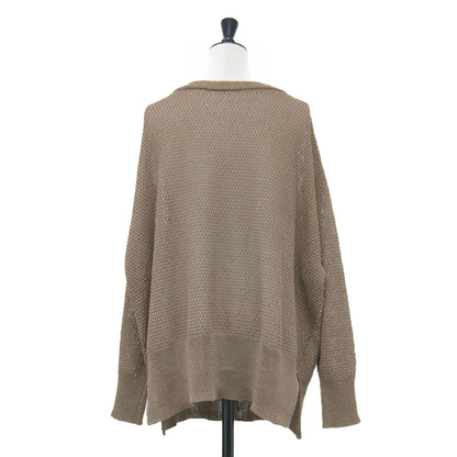 22春夏 カノコ 2WAY バック開き カーディガン / ニット 長袖 Vネック ボートネック 透かし編み