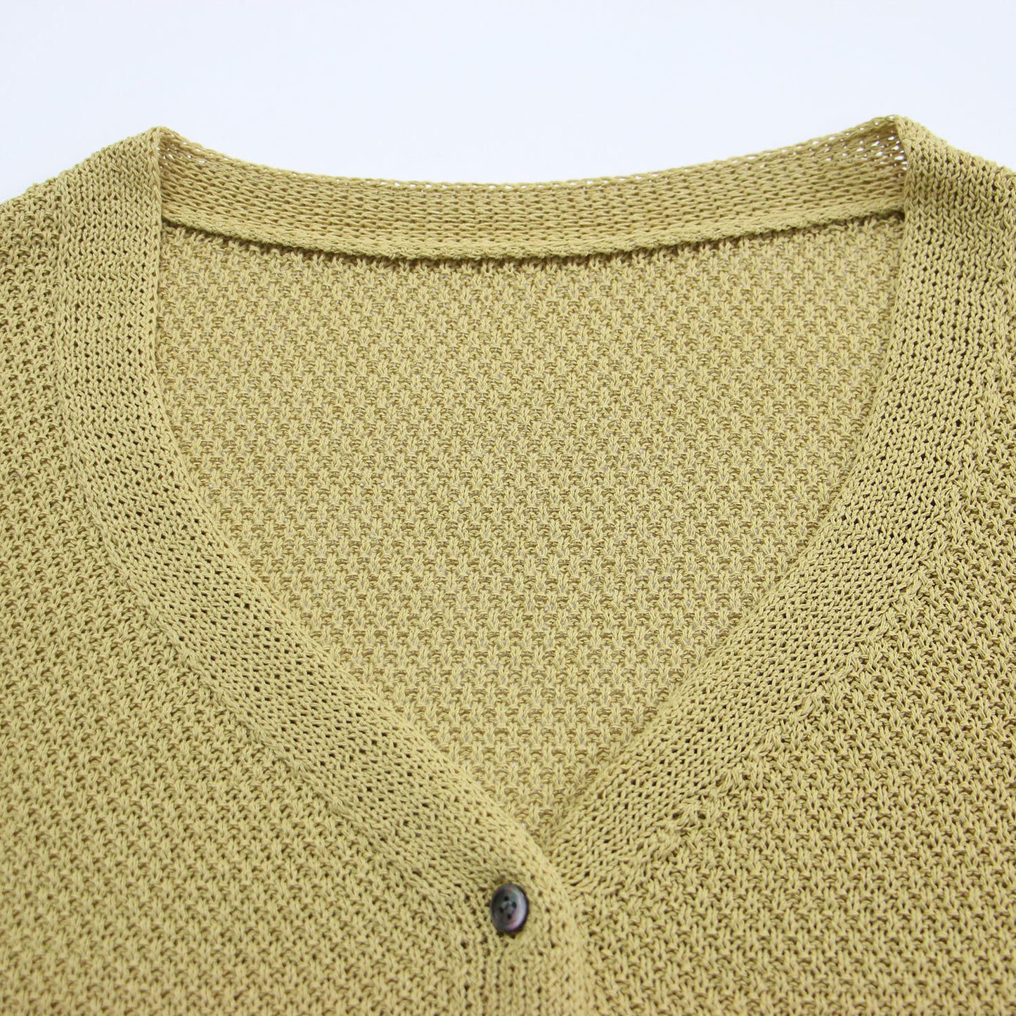 22春夏 カノコ 2WAY バック開き カーディガン / ニット 長袖 Vネック ボートネック 透かし編み