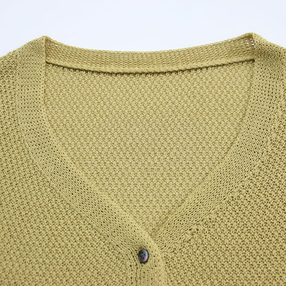 22春夏 カノコ 2WAY バック開き カーディガン / ニット 長袖 Vネック ボートネック 透かし編み