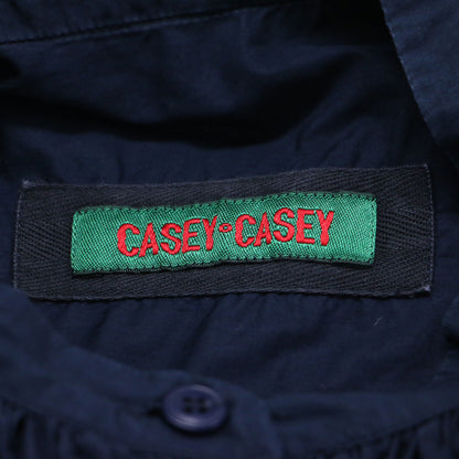 コットン ギャザー シャツワンピース / ロング 長袖 バンドカラー フレア