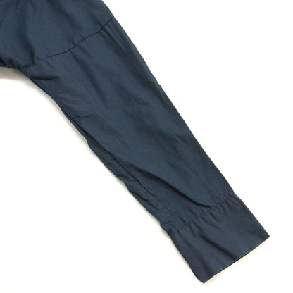 コットン ギャザー シャツワンピース / ロング 長袖 バンドカラー フレア