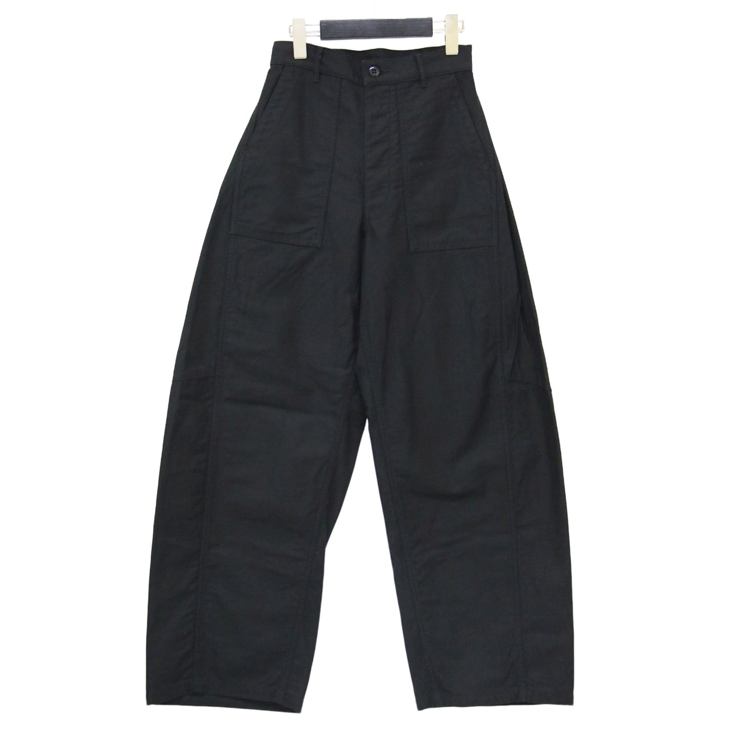 25秋冬 バックサテン バレルレッグ パンツ / BACK SATIN BARREL-LEG PANTS ベイカーパンツ ワイド コットン