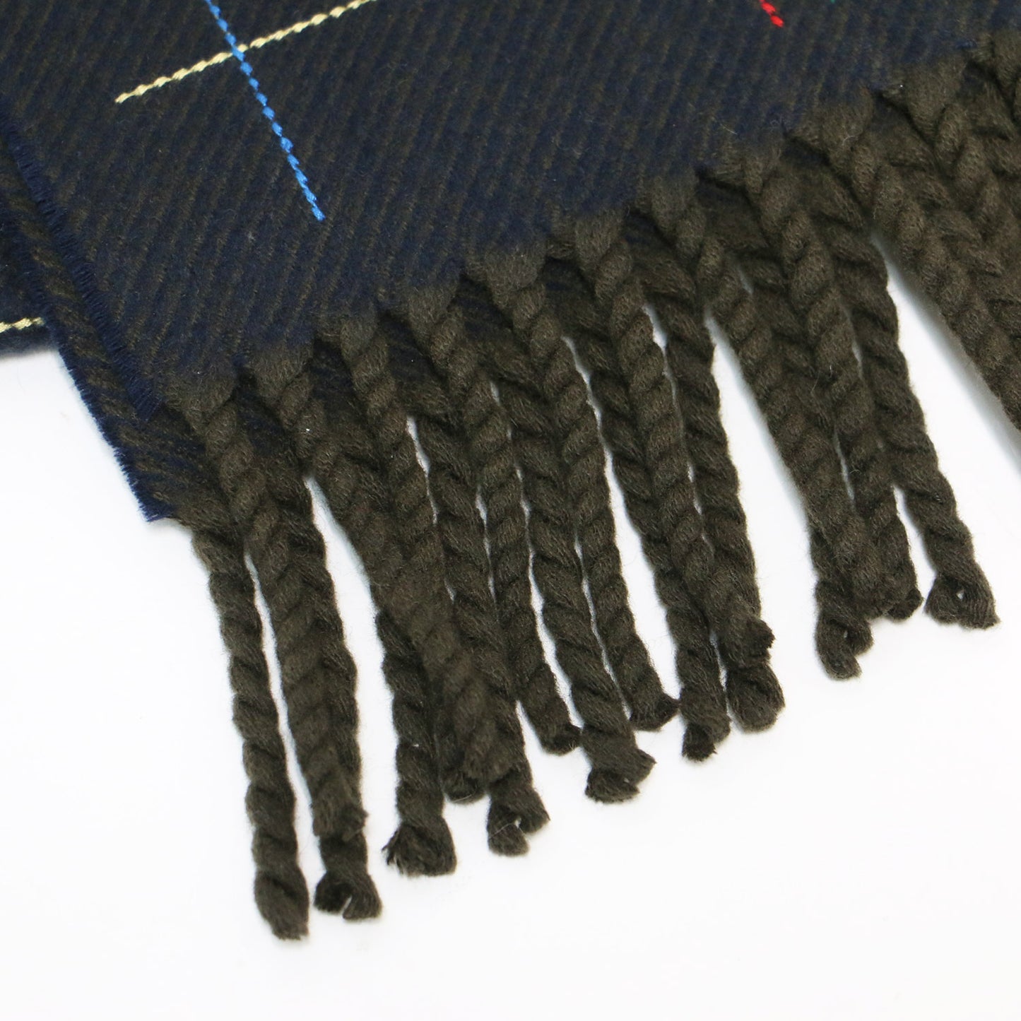 24秋冬 カシミヤ マフラー クラン ブロデ ベルリンヌ / ストール フリンジ 刺繍 チェック柄 ステッチ