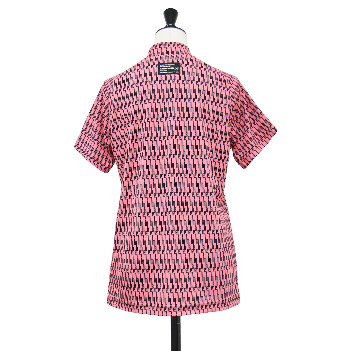 モノグラム柄 ハイネック メッシュ 半袖 Tシャツ / カットソー プルオーバー ハーフスリーブ