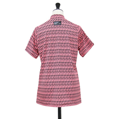 モノグラム柄 ハイネック メッシュ 半袖 Tシャツ / カットソー プルオーバー ハーフスリーブ