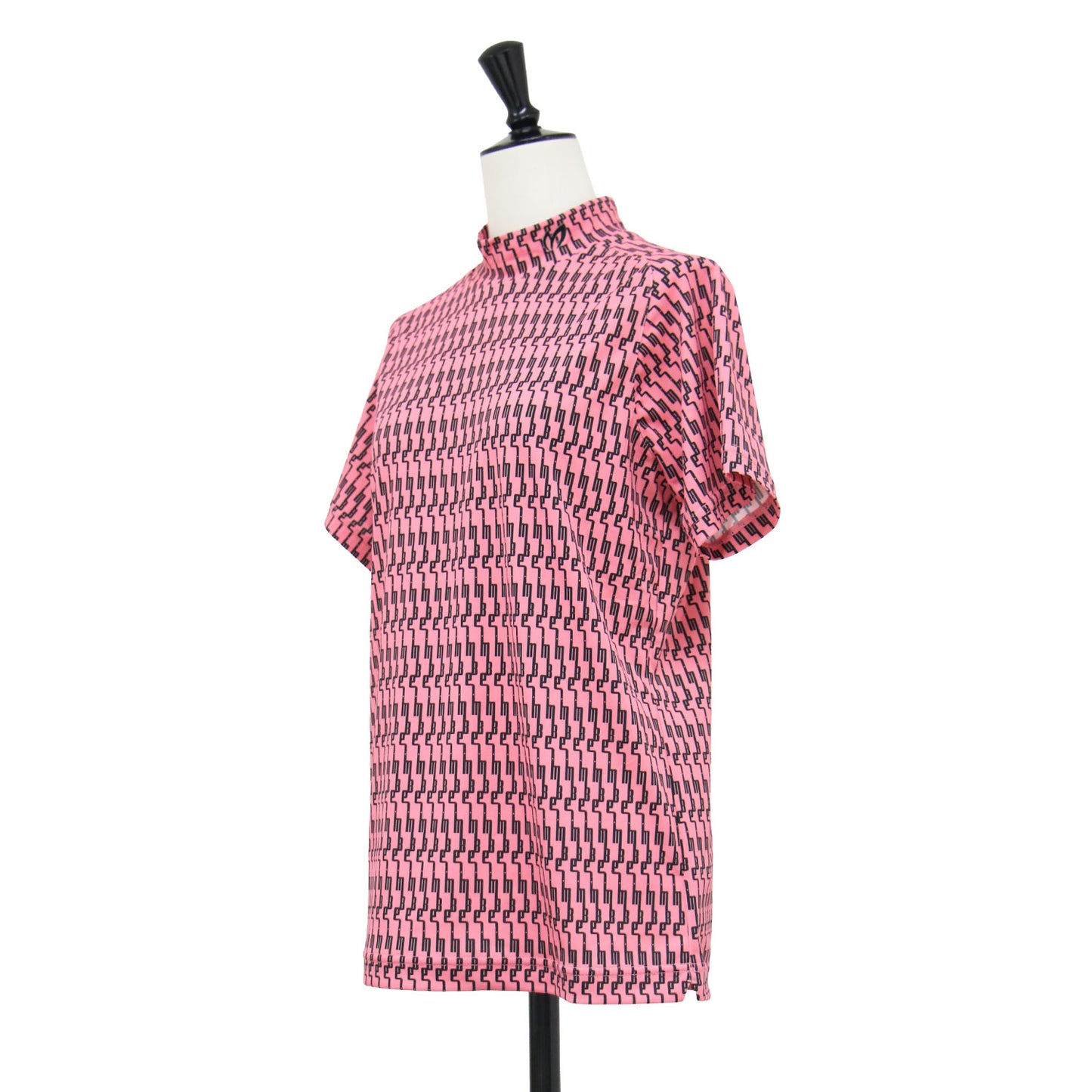 モノグラム柄 ハイネック メッシュ 半袖 Tシャツ / カットソー プルオーバー ハーフスリーブ