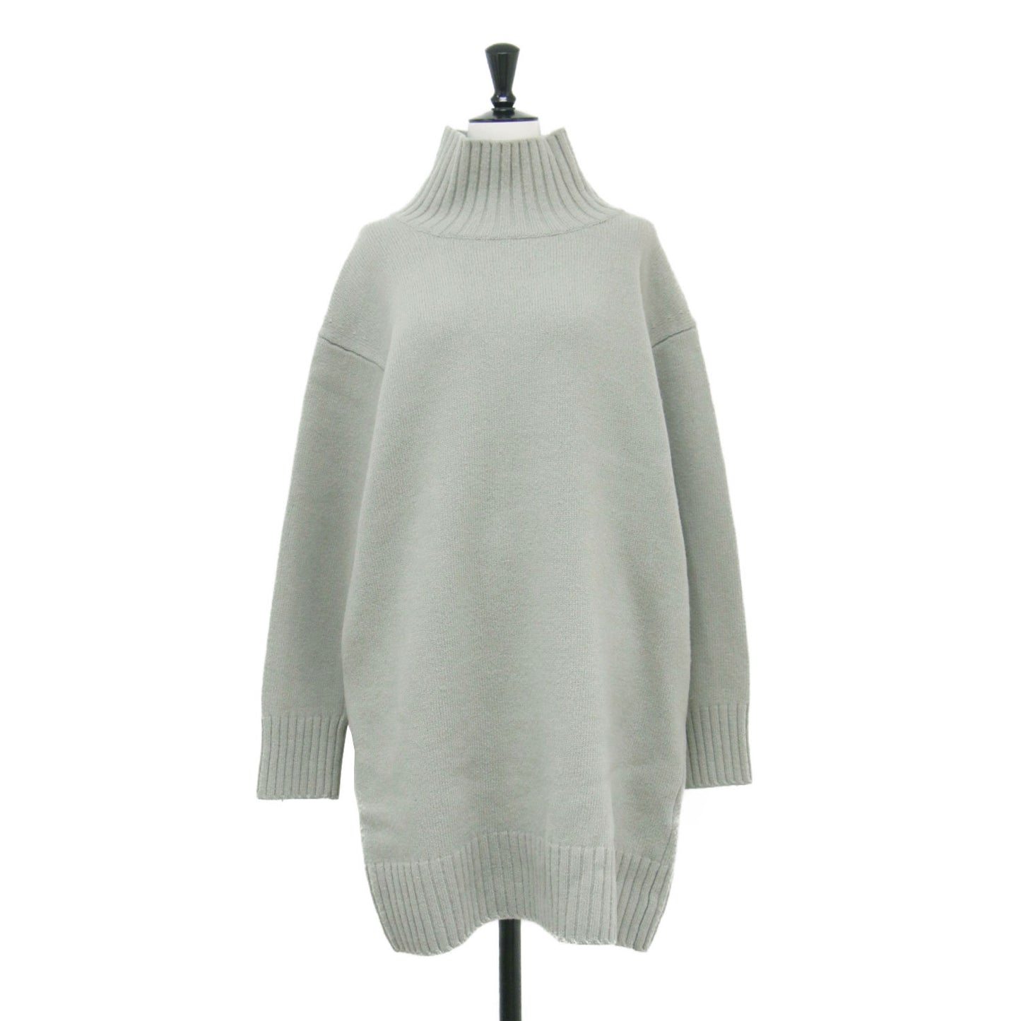 22秋冬 スーパーファインウール カシミヤ ハイネック ミニ ワンピース / チュニック プルオーバー 長袖