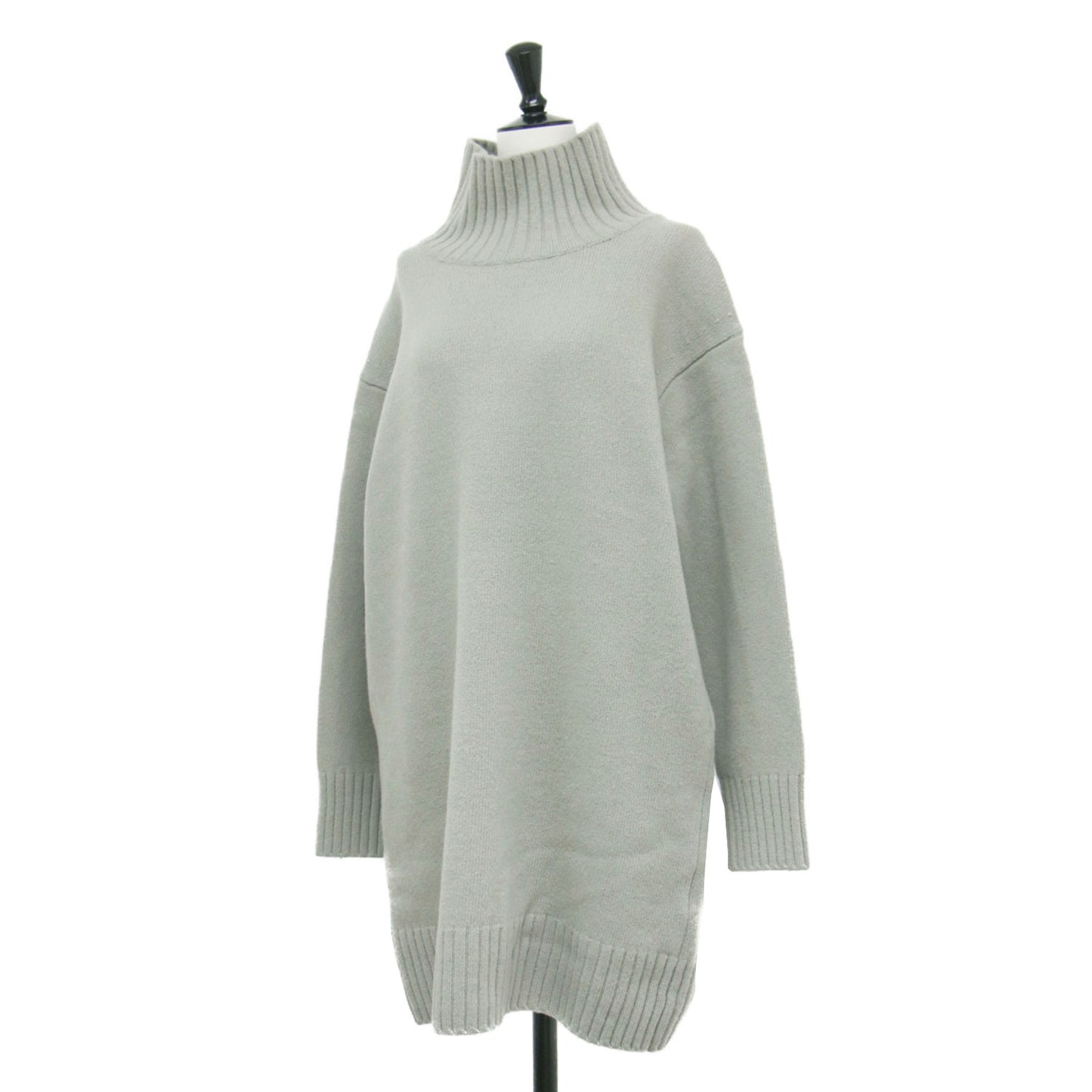 22秋冬 スーパーファインウール カシミヤ ハイネック ミニ ワンピース / チュニック プルオーバー 長袖
