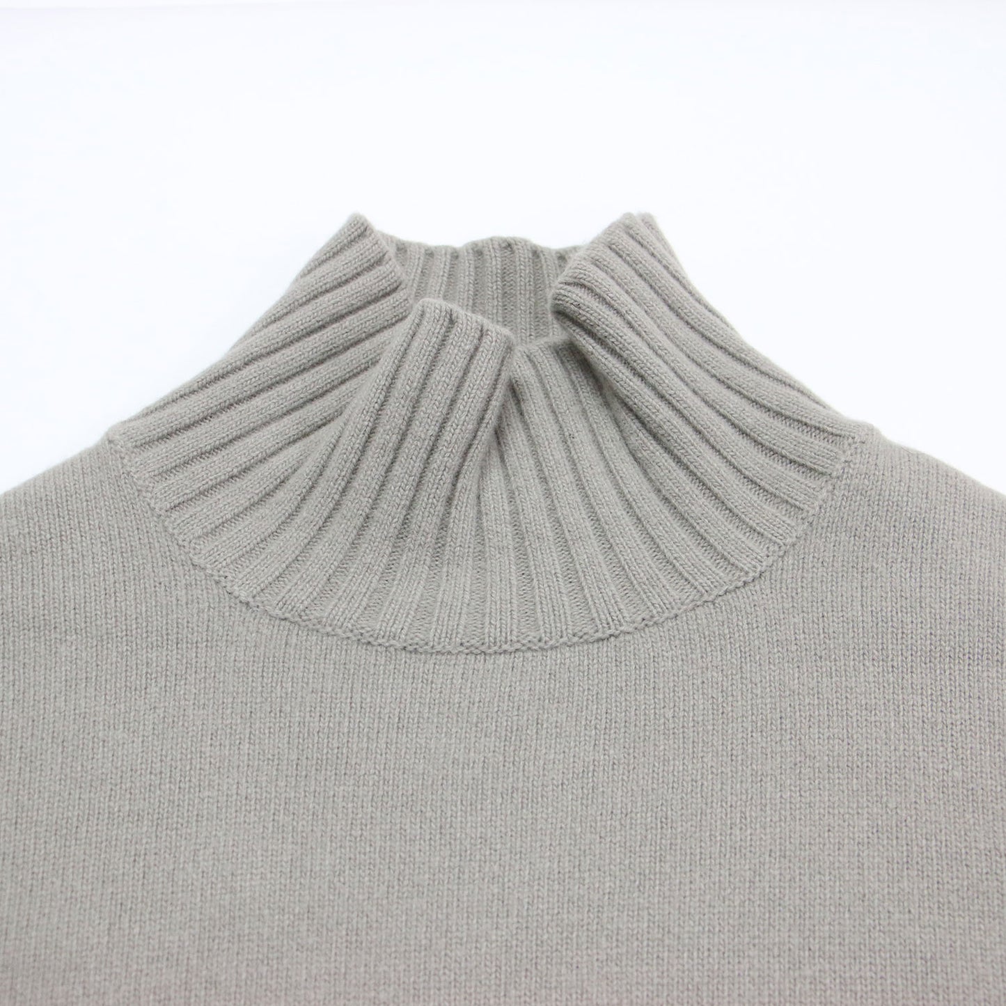 22秋冬 スーパーファインウール カシミヤ ハイネック ミニ ワンピース / チュニック プルオーバー 長袖