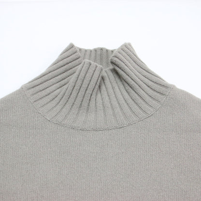 22秋冬 スーパーファインウール カシミヤ ハイネック ミニ ワンピース / チュニック プルオーバー 長袖