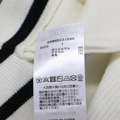 23春夏 金釦デザイン ロング丈 カーディガン / ニット Vネック 長袖 ボーダー ウール