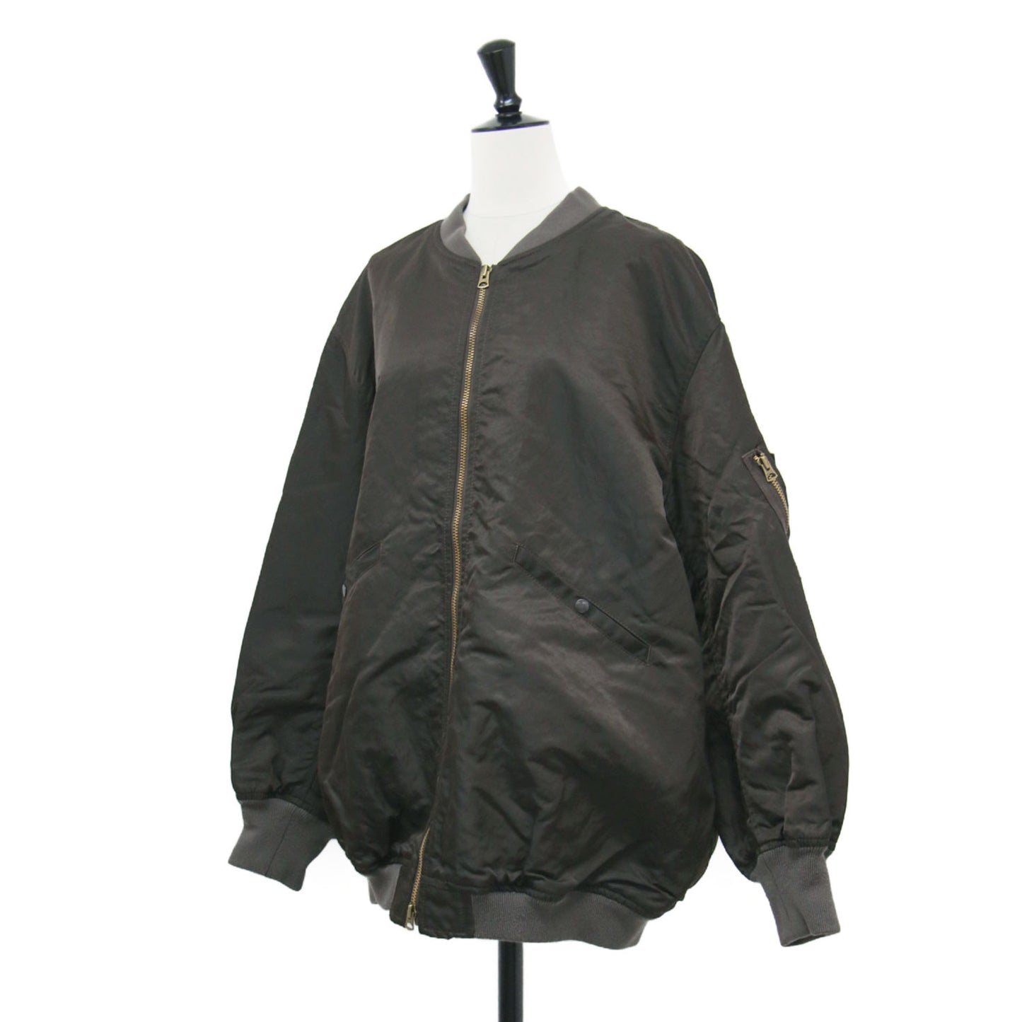 RIAM 22秋冬 MA1 ミドル ブルゾン / ブルゾン ジップアップ リブ ナイロン