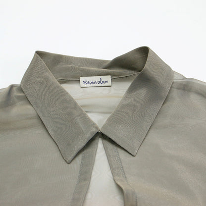 シャンブレー オーガンジー シャツ / CHAMBRAY ORGANDY SHIRT ブラウス 羽織り 長袖 シアー