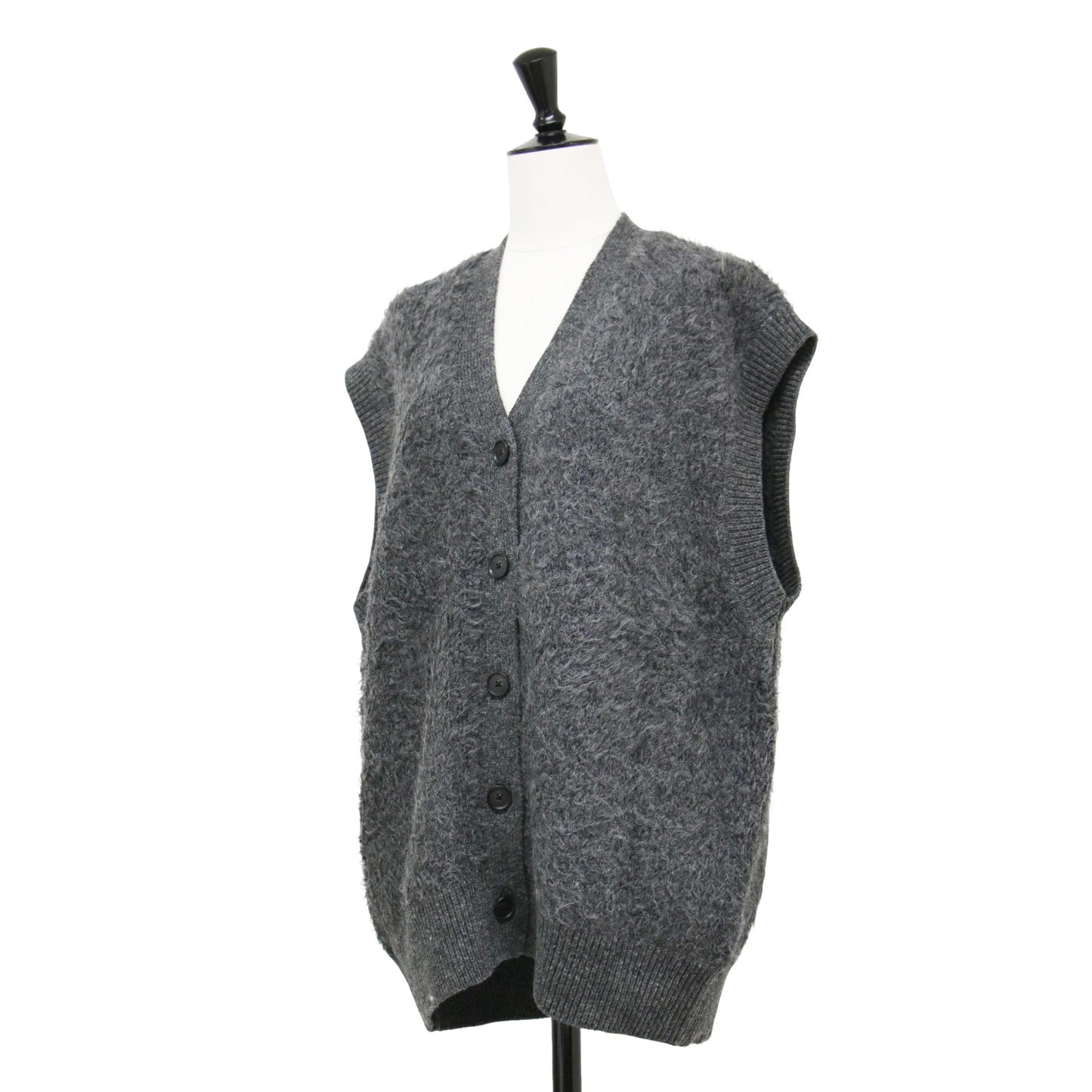23秋冬 アルパカブレンド シャギーベスト / ニット Vネック オーバーサイズ ウール