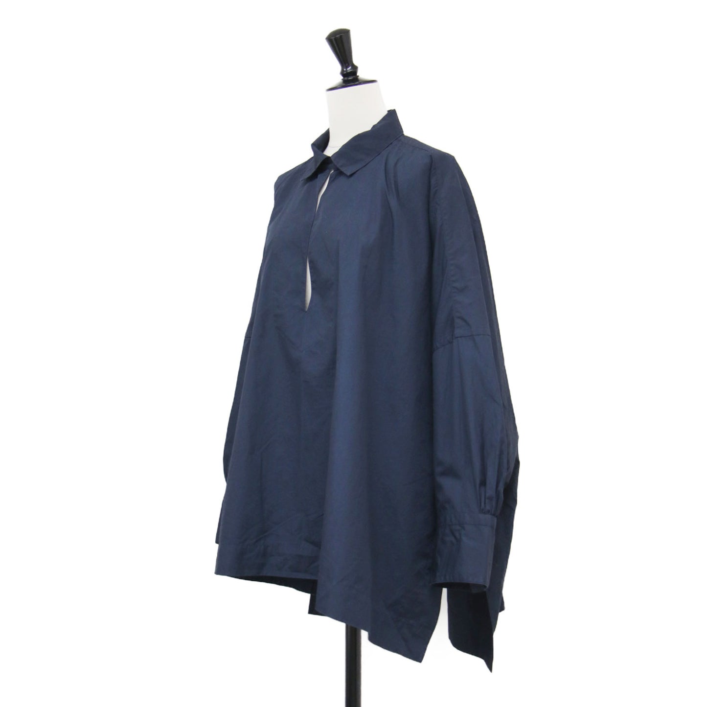 BOURRIENNE 24春夏 コットン タイプライター ポンチョ シャツ / ブラウス プルオーバー 長袖 Vネック ワイド