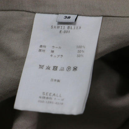 ノーカラー ワイド ショート ジャケット / ブルゾン クロップド丈 ボリュームスリーブ ウール