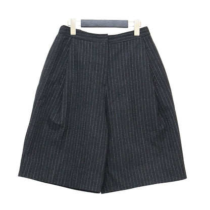 23秋冬 ストライプ柄 タック ショートパンツ / ひざ丈 ウール