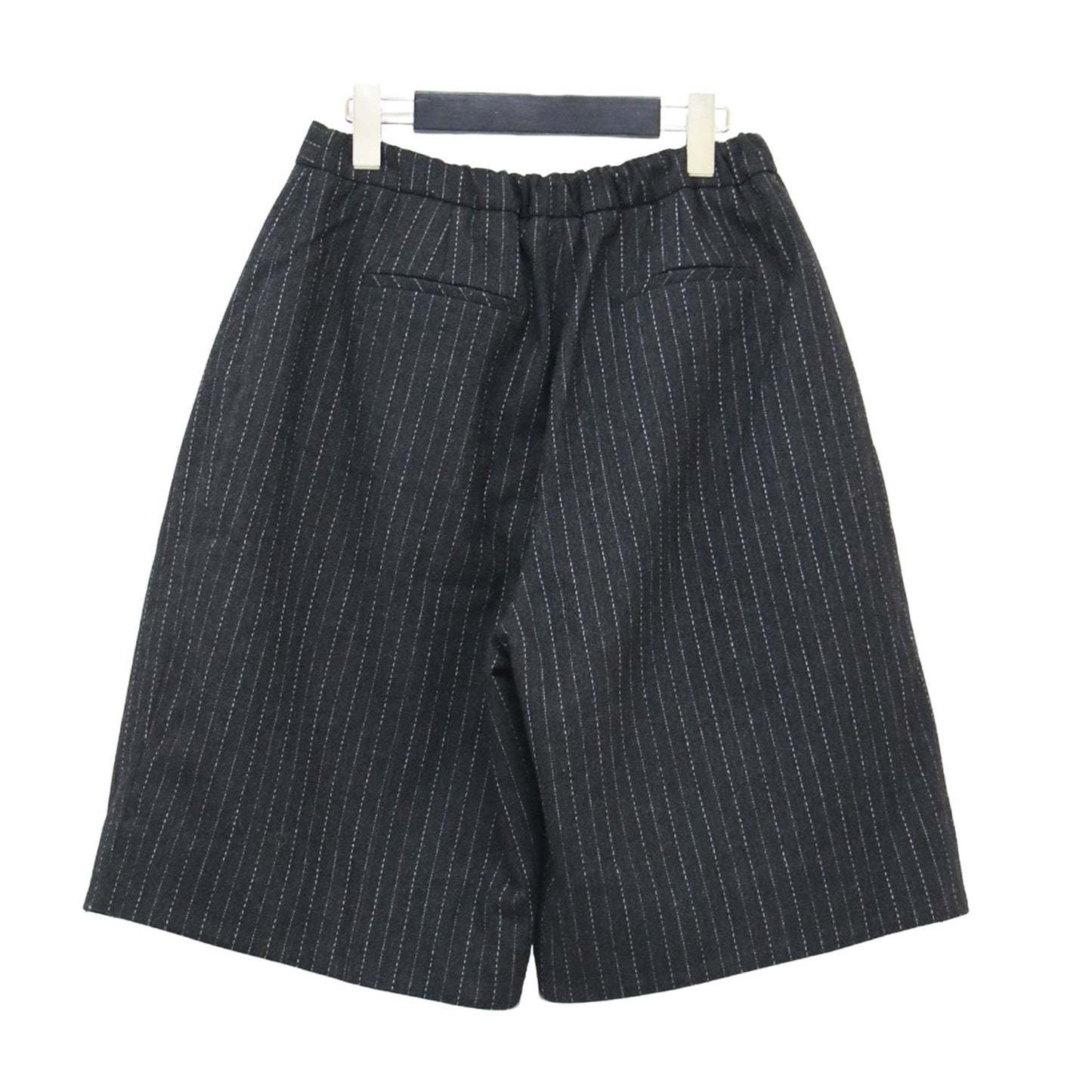 23秋冬 ストライプ柄 タック ショートパンツ / ひざ丈 ウール