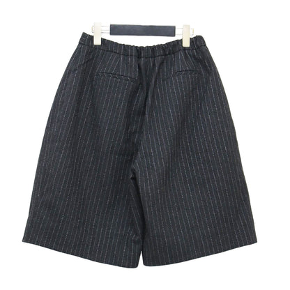 23秋冬 ストライプ柄 タック ショートパンツ / ひざ丈 ウール