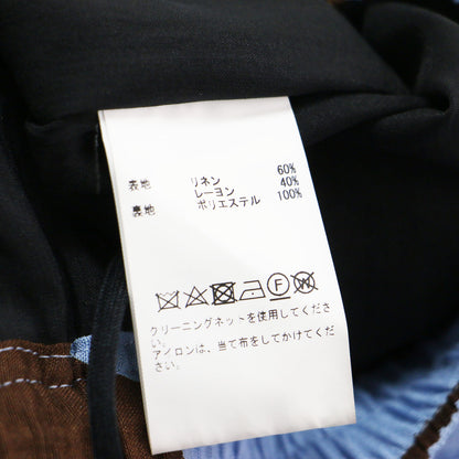 幾何学柄 オーバーサイズ ショートパンツ / ハーフパンツ ひざ丈 ウエストゴム プリント 総柄 リネン