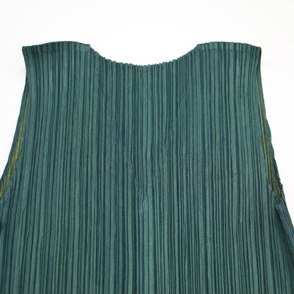 プリーツ ノースリーブ ワンピース / ロング Vネック Aライン ダブルフェイス