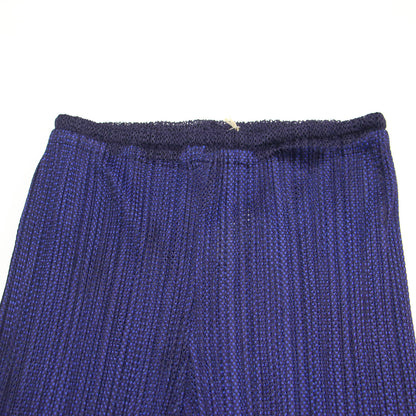 メッシュ レイヤード プリーツ パンツ / プルオンパンツ ストレート ウエストゴム