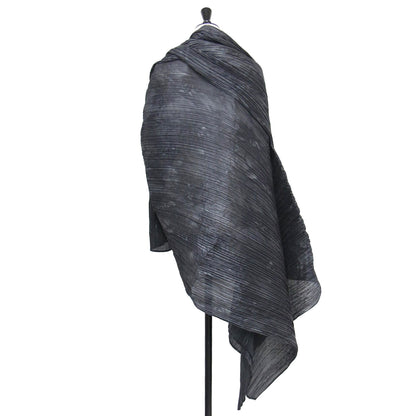 MADAME-T タイダイ染め プリーツ 大判 ストール / ショール 羽織り ポンチョ ホール付き