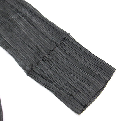 プリーツ ジップ ロング コート / Vネック 長袖 ショールカラー