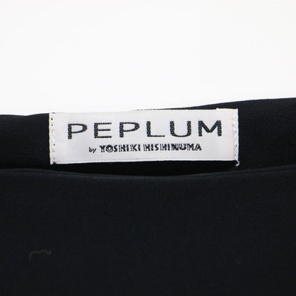 PEPLUM シワ加工 シャツ スカート インナー セットアップ / 長袖 襟付き ロング マーメイド